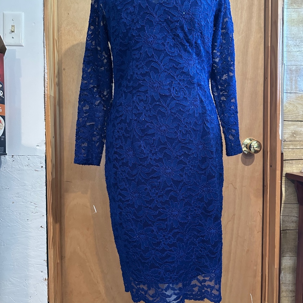Royal Blue Lace Long Sleeve Dress